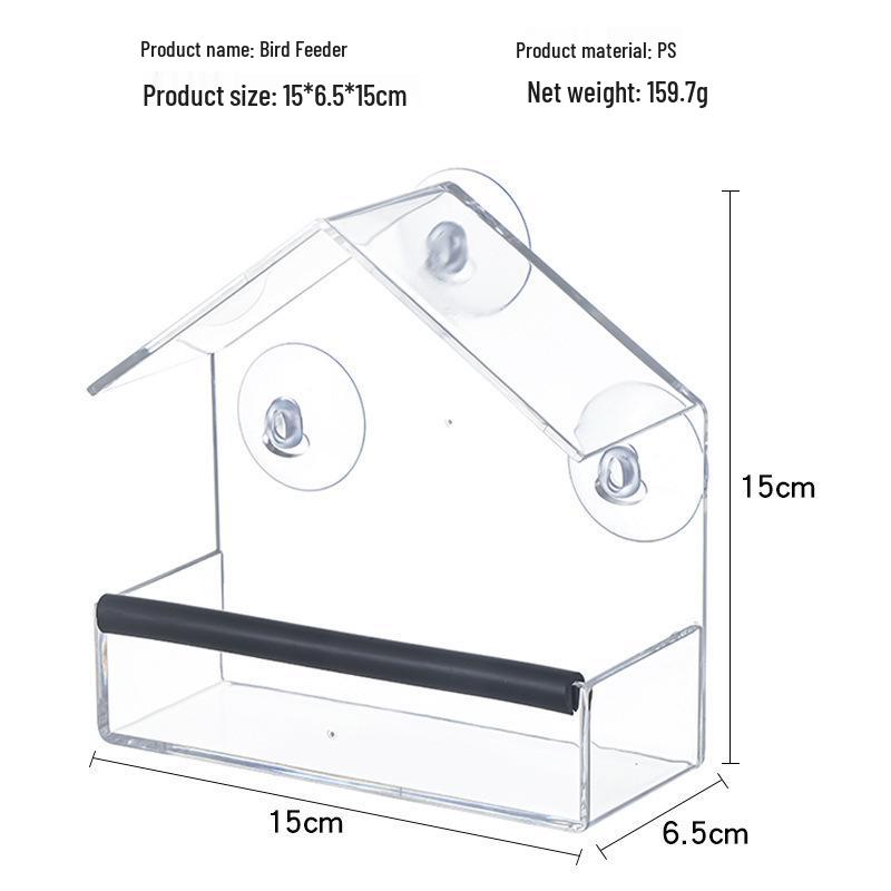 Clear Acrylic Wall-Mounted Bird Feeder with Suction Cups