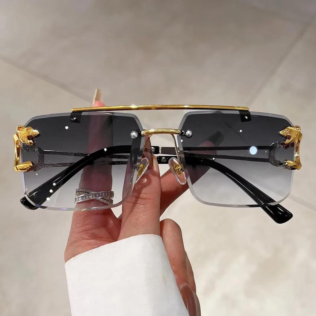 Vintage okulary przeciwsłoneczne bez oprawek mężczyźni kobiety moda ponadgabarytowe kwadratowe odcienie okulary nowe podwójne mostki gradientowe okulary przeciwsłoneczne UV400