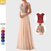 2025 Sleeveless V-Neck Sequin Chiffon Evening Dress for Women