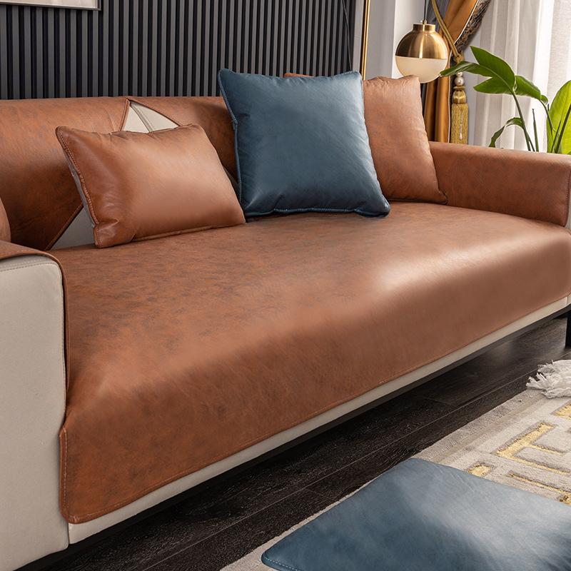 Faux Leather Sofa Cushion Waterproof Four Seasons Universal Non-Slip High-End Sofa Cover Nordic Cushion Light Luxury Cover Towel