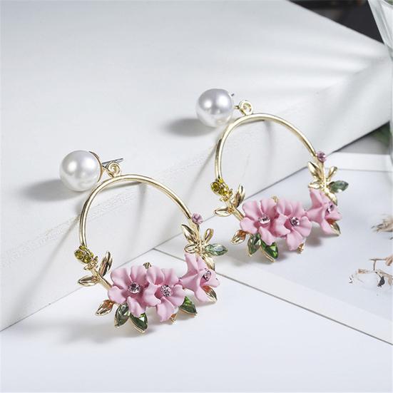 1 Pair Pendant Earrings Faux Pearl Dress Up Colorfast Girl Flower Pendant Earrings for Girlfriends