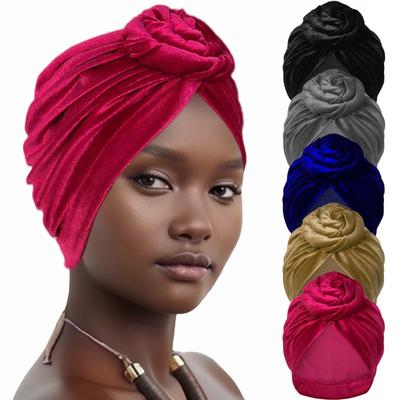 Mit Samt umwickelter Blumenkopftuchhut, gedrehter Scheibenblumenhut, modisches, vielseitiges, europäisch-amerikanisches Kopftuch, warmer Chemotherapiehut