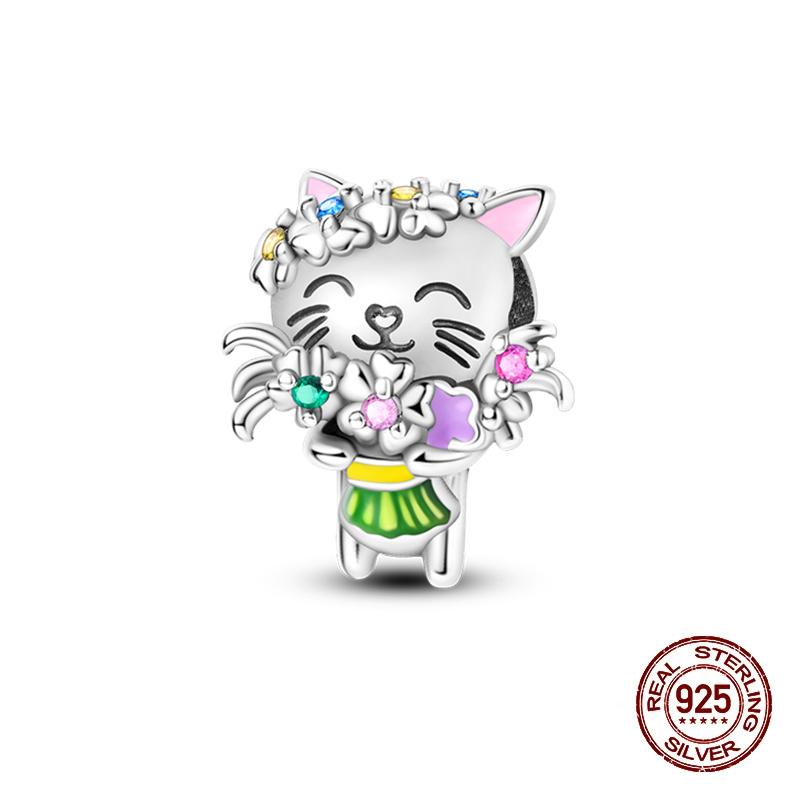 Charms Kupferrosa Katze Eule Tier Herz Zirkonia Charm Perlen Passen Original Armbänder Feiner DIY Schmuck