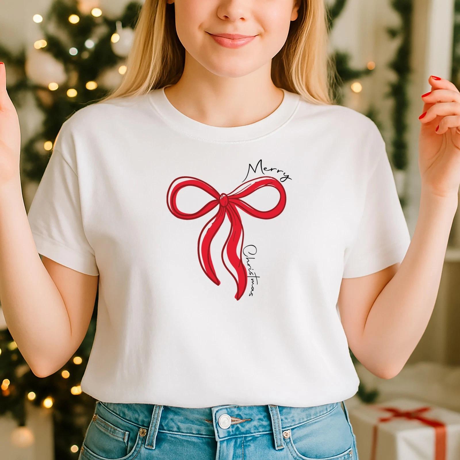 2025 Christmas unisex tshirt,Night before Christmas Family, Merry bow (CH) XL