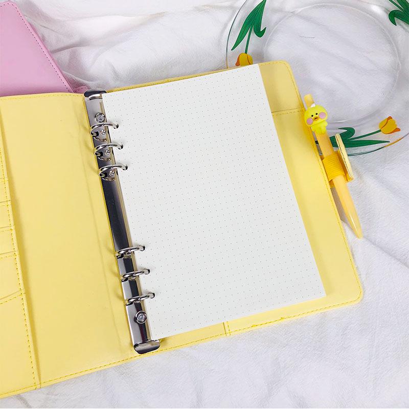 A5 Macaron Solid Color PU Leather Loose-Leaf Notebook Planner - Simple Business Style