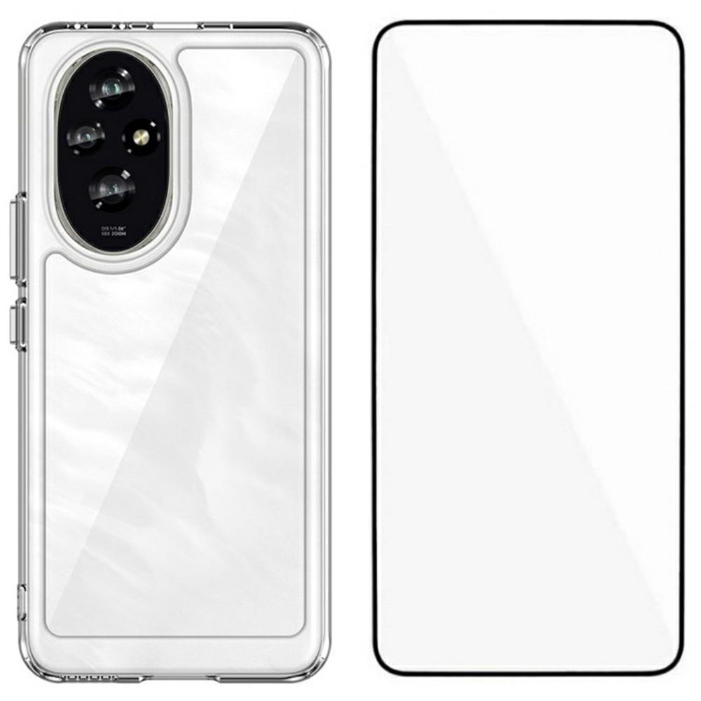 

WANLONFENG MF Series for Honor 200 5G Case TPU+Acrylic Clear Phone Cover with Tempered Glass Film A