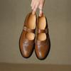 Autumn Women Pumps Natural Leather Plus Cowhide Pigskin Full Leather Mary Jane Shoes Block Carving