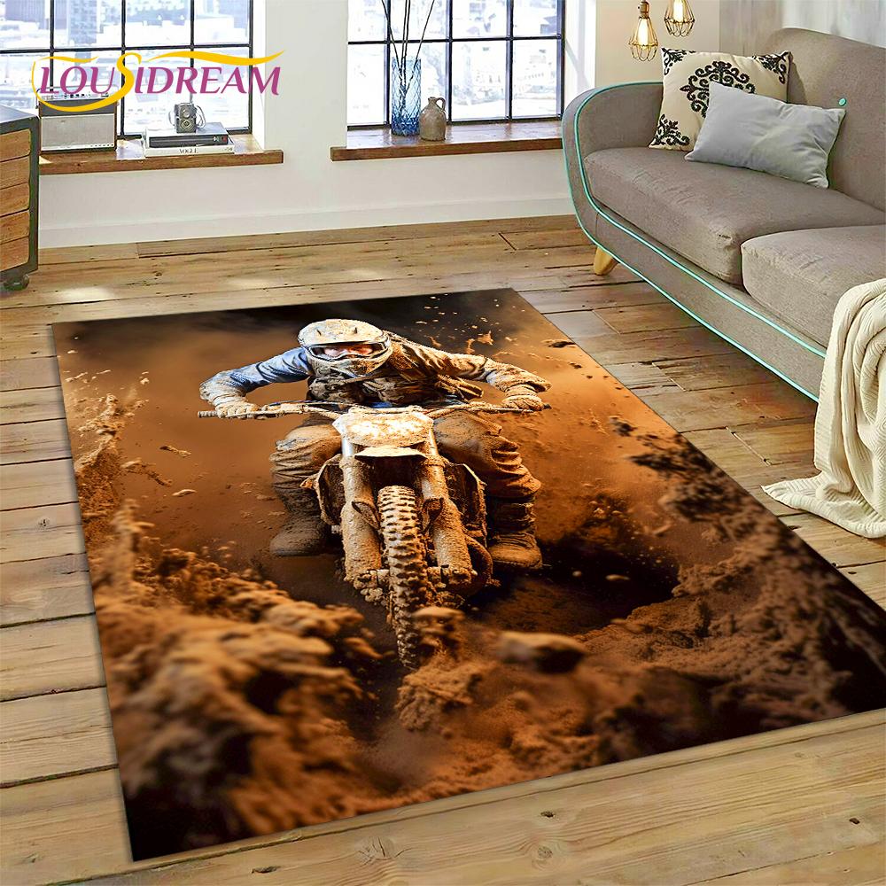 Motocross Motorcycle Modern Rug Carpet for Living Room Bedroom Home Decor,Floor Mat Non-slip Decoration for Sofa Kitchen doormat