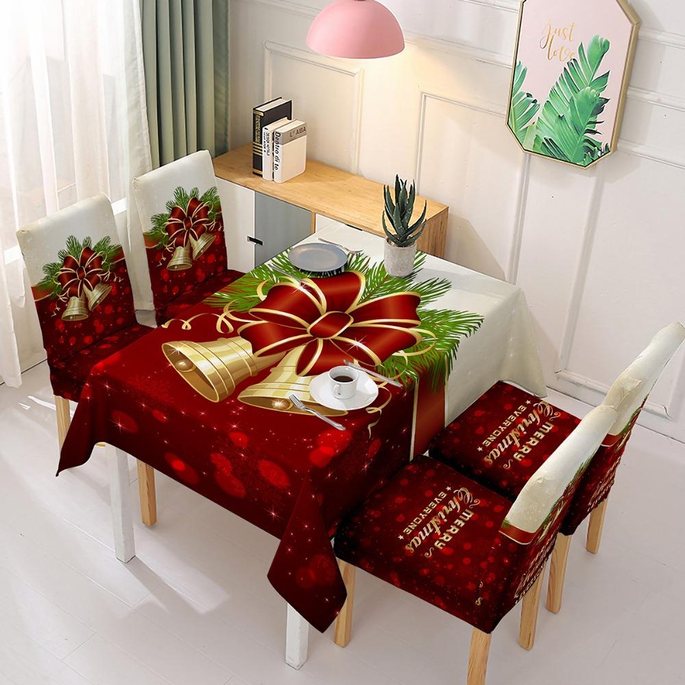 Festive Chair Covers Christmas Elastic Full Cover Waterproof Oilproof Tablecloth for Dining Table Home Decor