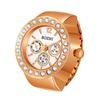 JEWELRYWE Women's Ring Watch with Mount, Time Display, Decorative Watch, Fashionable Large Numeral Dial, Couple's Ring Watch, Rose Gold