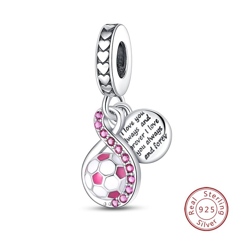 New In Copper Football Baseball Dumbbell Badminton Charms Beads Fit Qikaola Original Bracelet Fine Diy Jewelry Gift