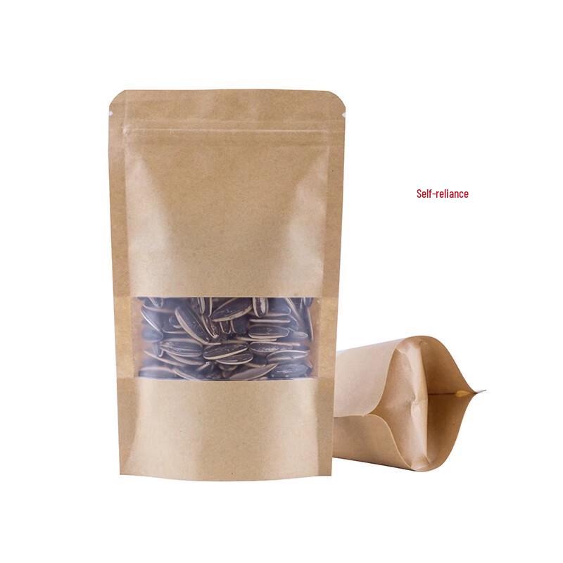 Frosted Window Kraft Paper Self-Sealing Stand-Up Pouches