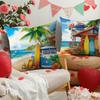 Federa Cuscino Stampa Motivo Spiaggia Palma Tropicale Peluche Corto Adatta per Soggiorni Camere da Letto Divani Cuscino Decorativo