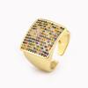 Nidin Hot Sale Punk Style Rectangle Shape 5 Colors Choice Open Rings Adjustable For Women Men Wedding Party Jewelry Accessories
