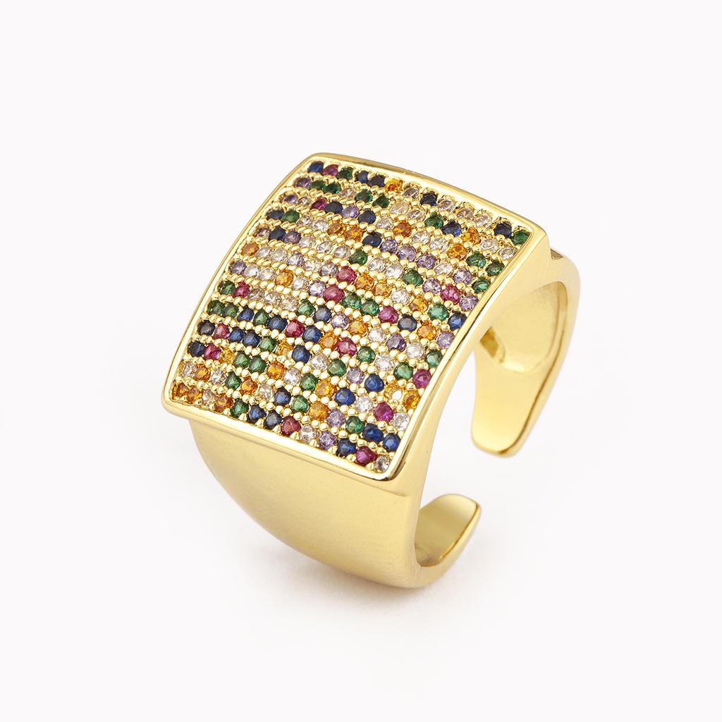 Nidin Hot Sale Punk Style Rectangle Shape 5 Colors Choice Open Rings Adjustable For Women Men Wedding Party Jewelry Accessories