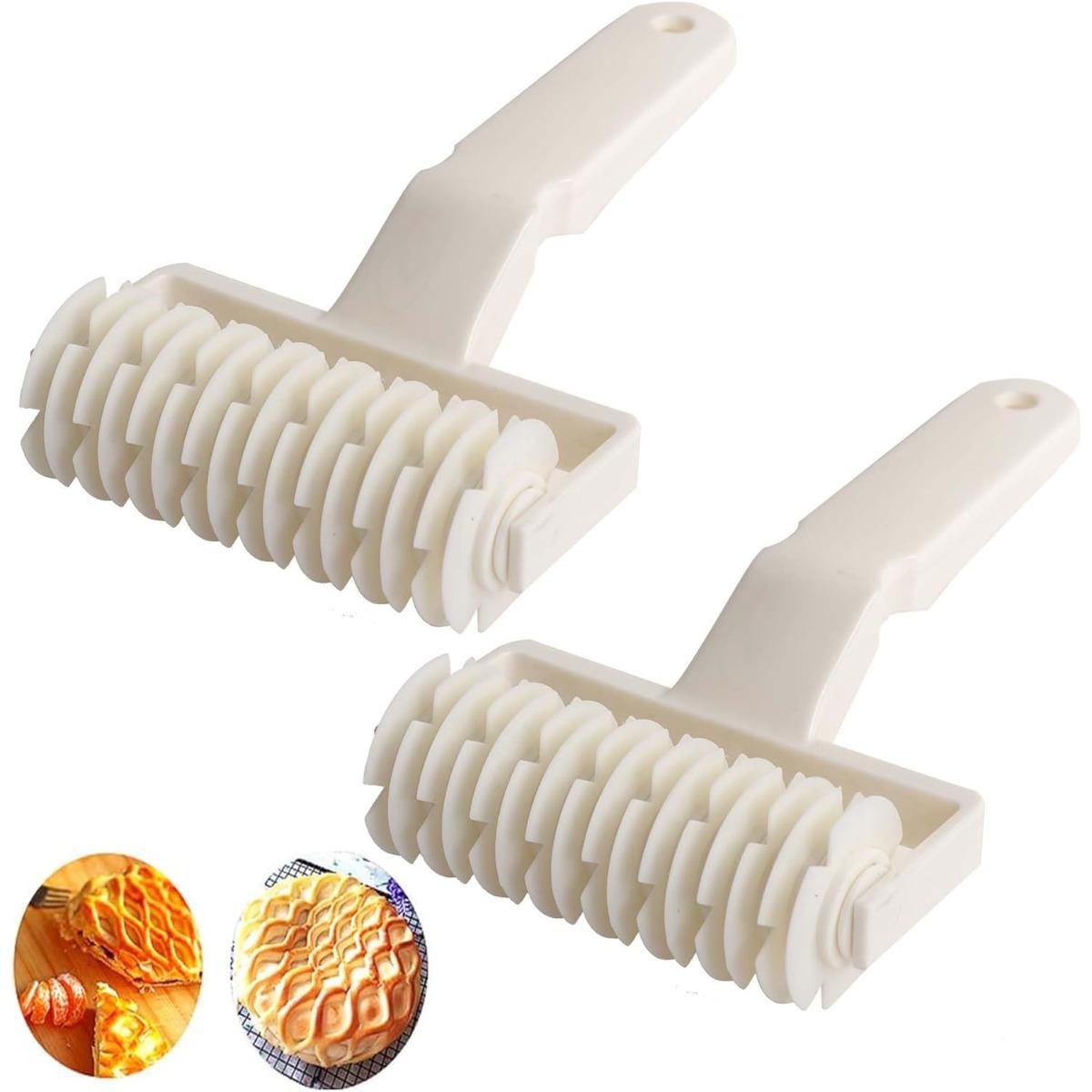 2 Pack Pastry Lattice Roller Cutter, Pie Pizza Cookie Dough Lattice Roller Cutter, Household Baking Tool 2pcs белый