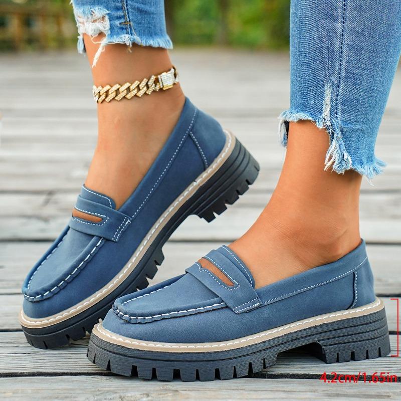 Women's Loafers Fall New Casual Slip-On Platform Single Shoes Retro Versatile Lazy Shoes