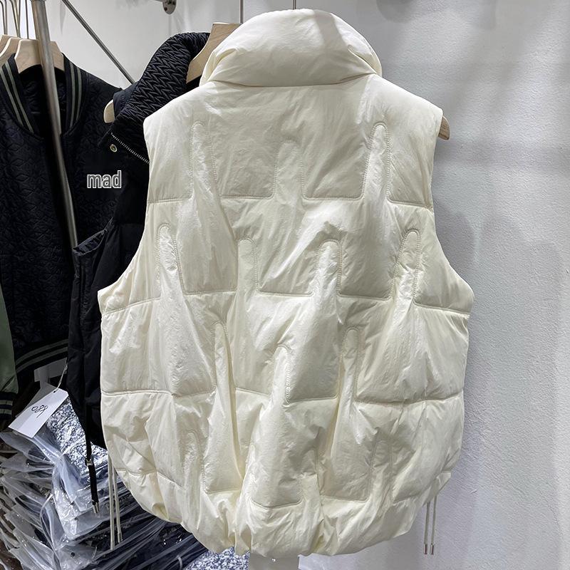 2025 Women's Korean Style Petite White Duck Down Vest - Short & Versatile Winter Outerwear