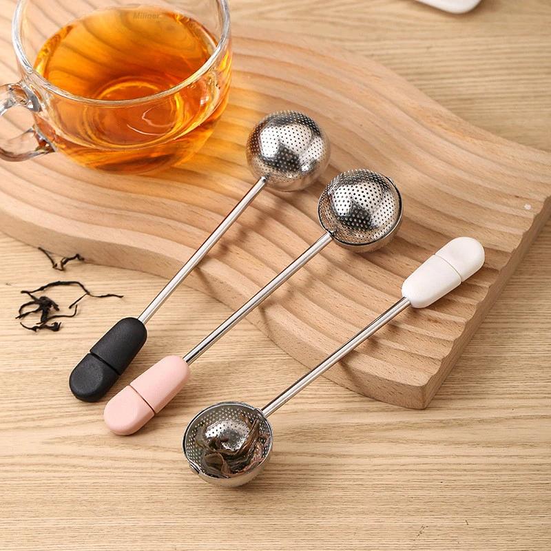 Drehbarer Edelstahl-Tee-Infuser Teekanne Gewürz-Teesieb für losen Tee Feinmaschiges Wiederverwendbares Teesieb Teezubehör