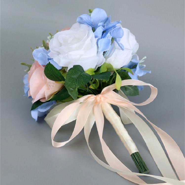 Wedding Artificial Blue Pink Flower Bouquet Supplies for Wedding Engagement Prop