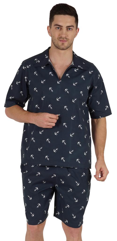 Inkmeso Printed Cotton Nightwear Shorts Set For Men's Summer Half Sleeve Cute Loungewear