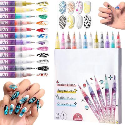 12 Colors Nail Art Pens Set for DIY Nails Art Design Manicure Tools