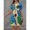Rochie T-shirt de Vară Femei Portret Retro Imprimare 3D Rochii Mini Confortabile Mărime Mare 8XL Plajă Casual Respirabilă Moale Rochie