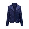 Women Ladies Lapel Motor Jacket Coat Zip Biker Short Punk Cropped Tops