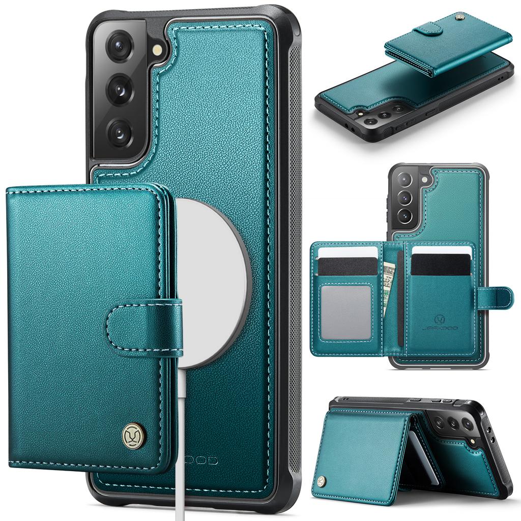 For Samsung Galaxy S21+ 5G Case JEEHOOD J09 RFID Blocking Card Holder Leather Back Phone Cover Magnetic Case