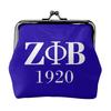 Zeta Phi Beta 1920 Print Leather Coin Purse Small Kiss-Lock Change Pouch Clasp Closure Buckle Wallet for Women Girls