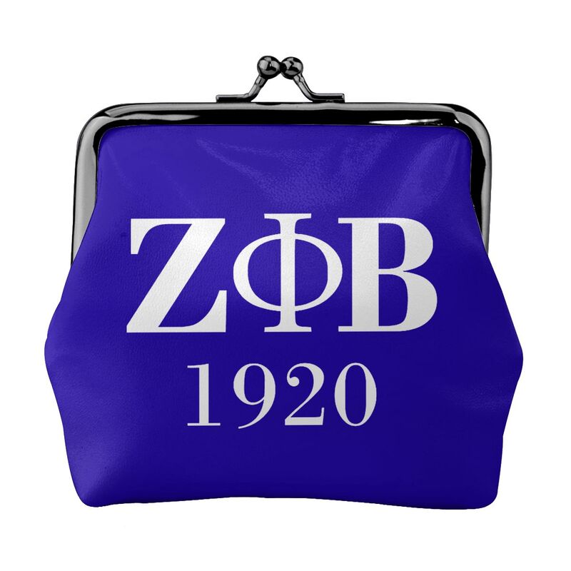 Zeta Phi Beta 1920 Print Leather Coin Purse Small Kiss-Lock Change Pouch Clasp Closure Buckle Wallet for Women Girls