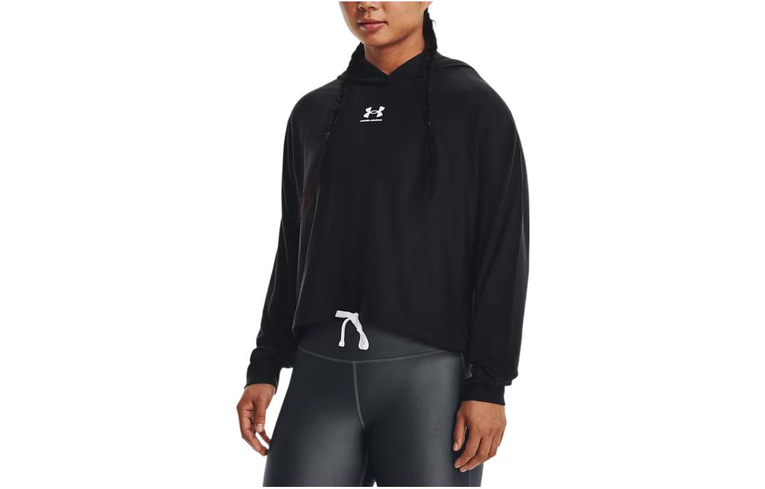 Under Armour Rival Sweatshirts Women s Black Hooded Moderate Regular 1376992-001 XS