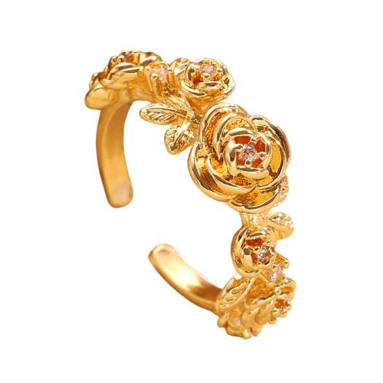 Rose Flower Ring Stackable Band Ring for Women Girls Adjustable Wrap Open Jewelry Gift for Birthday Valentine's Day