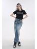 Women's High Waist Spring Denim Midi Skirt with Side Slit