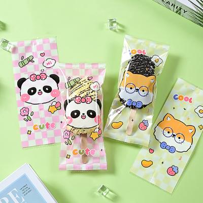 50 Adet/takım Karikatür Gıda Sınıfı Buz Pop Poşetleri Tek Kullanımlık Plastik Popsicle Poşetleri Dondurularak Saklanan Şeffaf Buz Popsicle Kalıbı