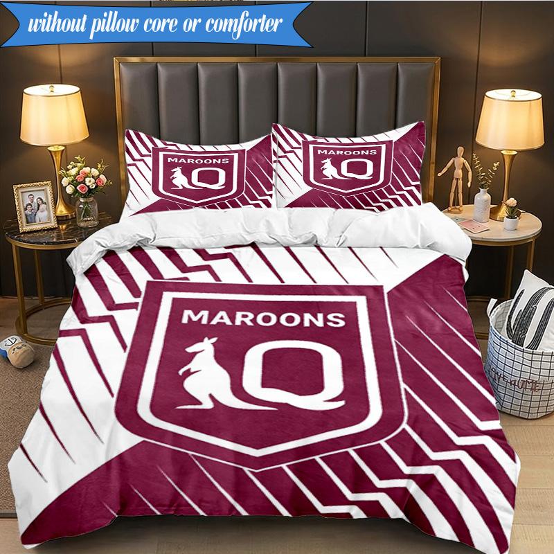 3PCS Australia Maroons Rugby Team Emblem Bedding Set 2D Printing (Includes 1 Duvet Cover + 2 Pillowcases Coreless), Bedroom decor,Fan gift