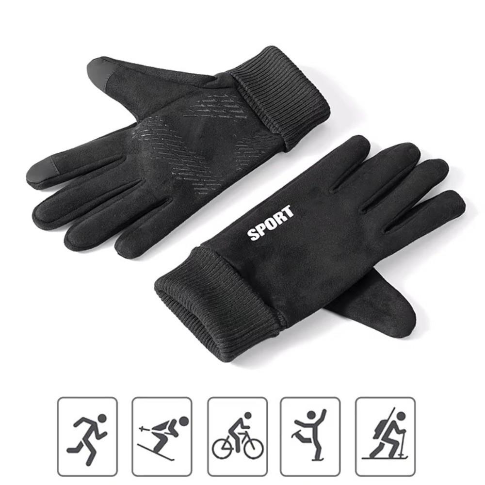 Anti-Slip Faux Suede Gloves Windproof Touch Screen Gloves Durable Cycling Gloves  Men Women