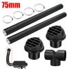 75mm Car Heating Pipe Duct T Piece Warm Air Outlet Vent Hose Clips Set
