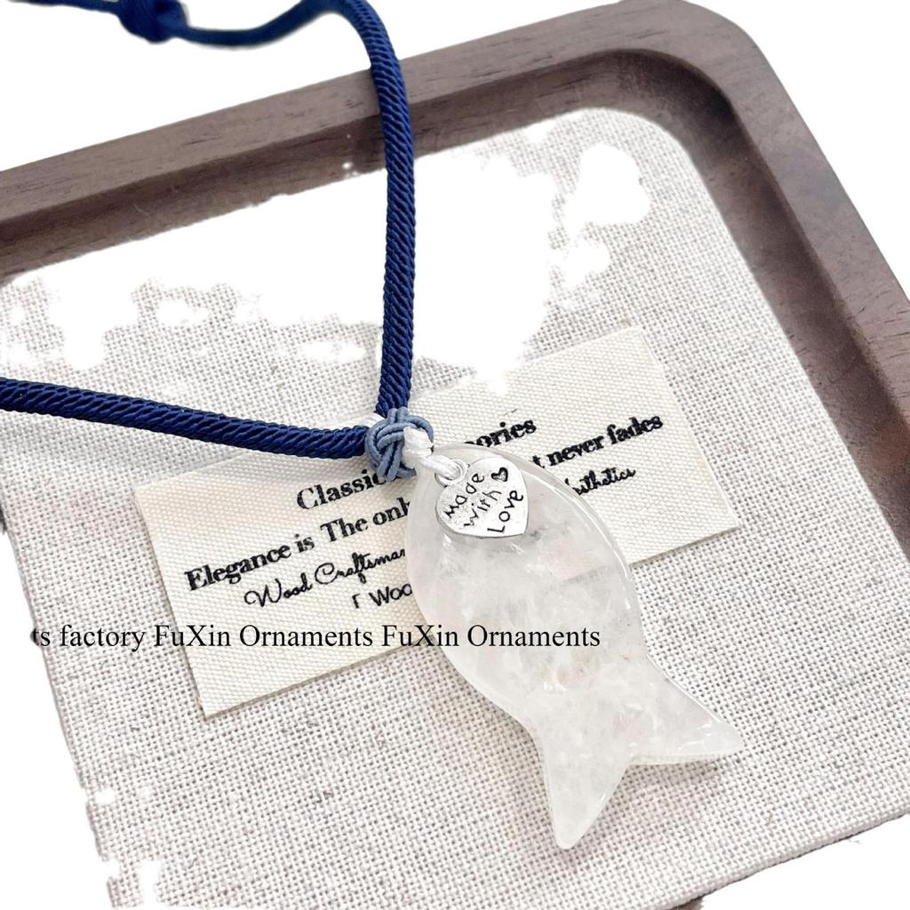 Sweet Crystal Fish Pendant Necklace - Cat Dried Fish Design, Versatile & Trendy.