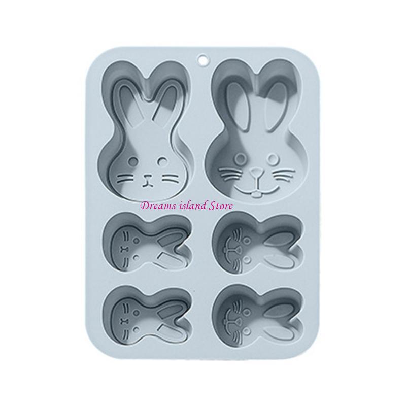 6-Cells Rabbit Chocolate Mold Cake Fondant Mold Professional Baking Tools HX6C