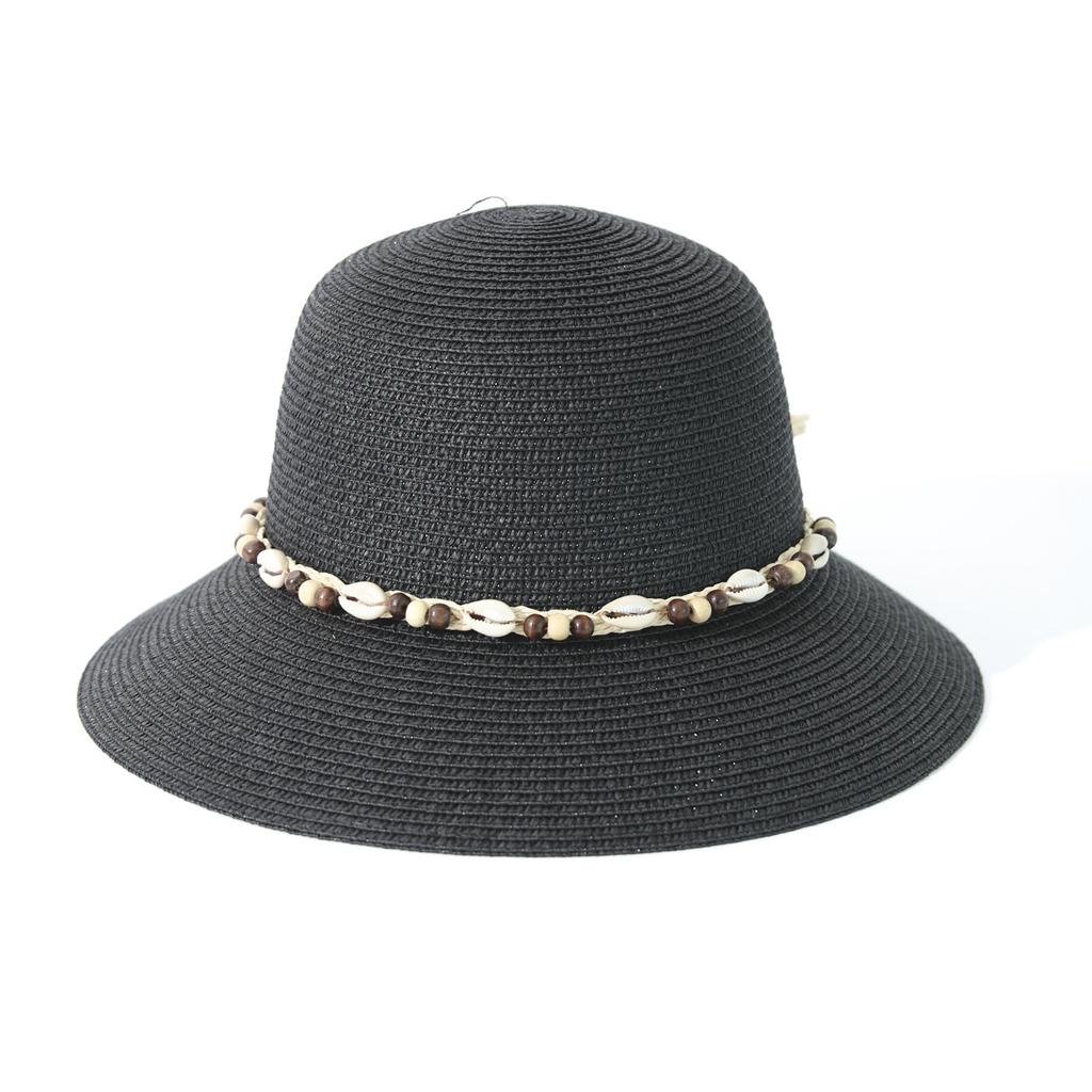 Bucket Hat Shell Decoration Vacation Shade Beach Hat Vacation Straw Hat