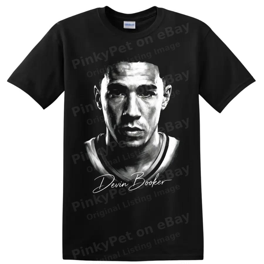 T-shirt Ritratto Giocatore di Basket Devin Booker Numero Uno Fan Grafica Artistica Tee