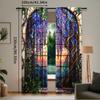 Set Of 2 Vibrant Stained Glass Wisteria Flower Printed Curtains Beautiful Home Decor Bedroom Bathroom Living Room Dining Curtain For Area Made