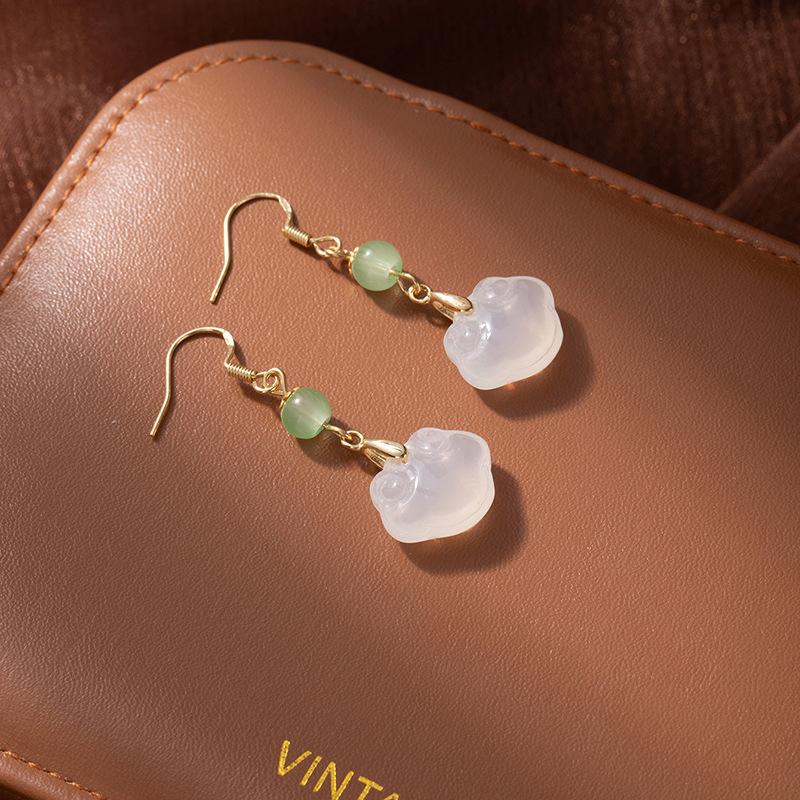 Chinese Style Safe Lock Ear Hook Women'S New Chinese Style Light Luxury Earrings Niche Design Earrings Temperament Versatile Earrings
