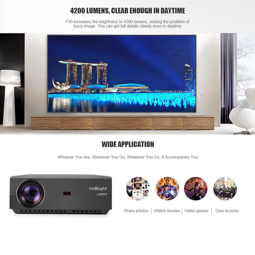 F30 4K 4200 Lumens HD Projector LCD 1080P 3D WIFI FHD Mini Portable Projector 1920x1080P Home Theater Video Proyector