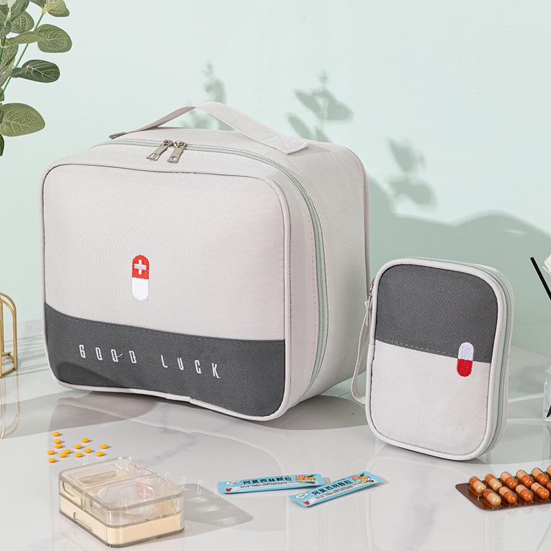 

Large Medicine Bag Travel First Aid Kit Medicine Bag Portable Storage Bag Survival Kit Medicine Box Outdoor Emergency Camping сірий колір