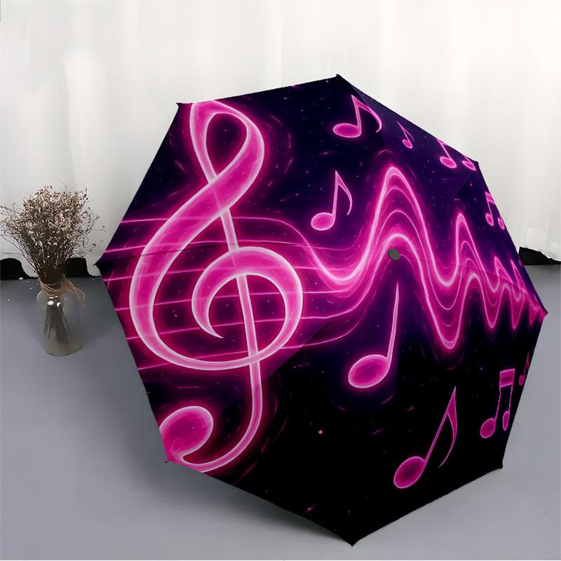1pc Music Notes Pattern Automatic Folding Umbrella - 8-Rib Durable Iron Frame, Compact Portable for Daily Travel yy251205052