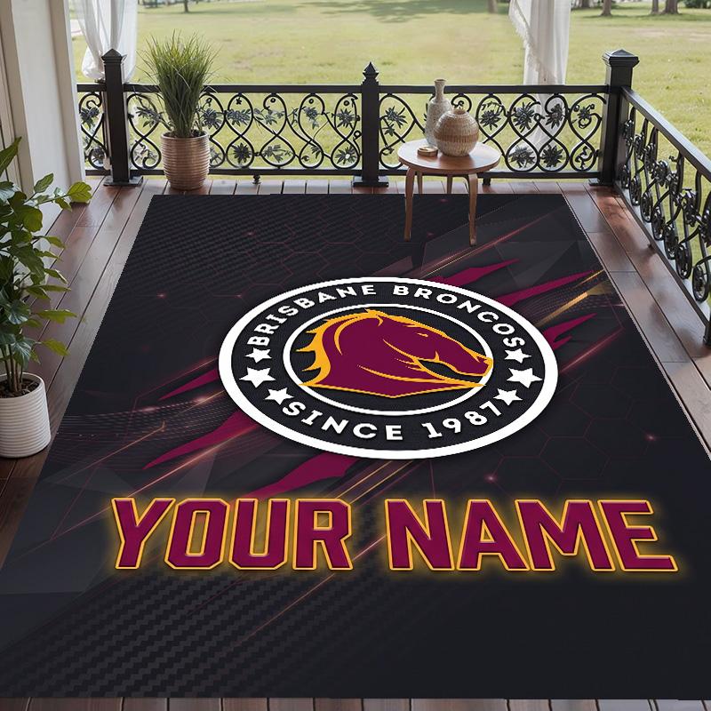 Custom Text Printed Rug Brisbane Broncos Non Slip Floor Carpet For Home Room Decor
