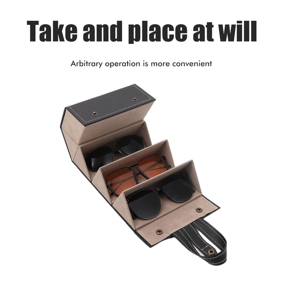 Mehrfachschlitz Sonnenbrillen Organizer Faltbare Brillen Schmuck Aufbewahrungsbox Tragbares PU Leder Brillenetui zur Aufbewahrung