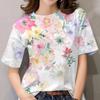 Women's Flower Pattern T-shirt Women's Clothing Rainbow T-shirt Printed